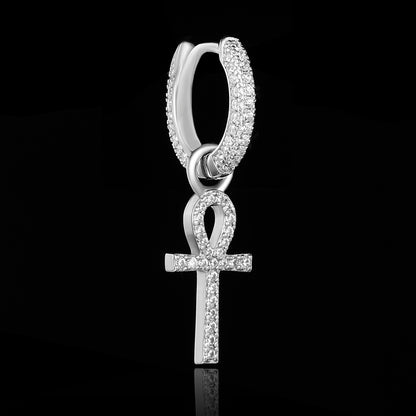 Iced Ankh Cross Earrings