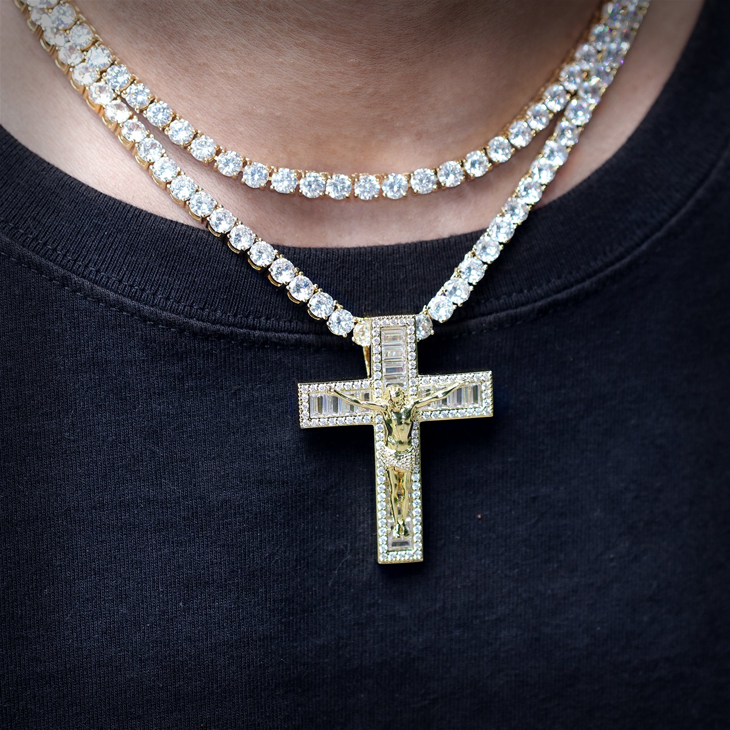 Jesus Baguette Cross Pendant