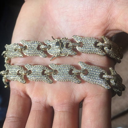 Spiked Iced out Gucci Link Bracelet