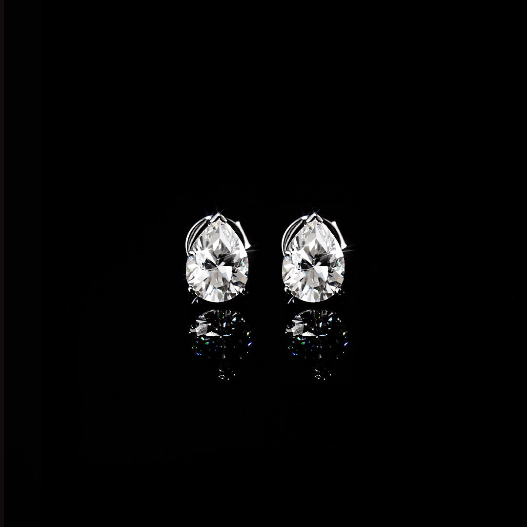 Pear Cut Stud Moissanite Earrings