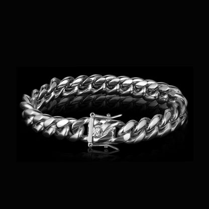 Miami Cuban Link Bracelet - White Gold