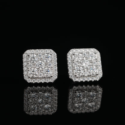 S925 Square Princess Cut Stud Earrings-1.6CT Total