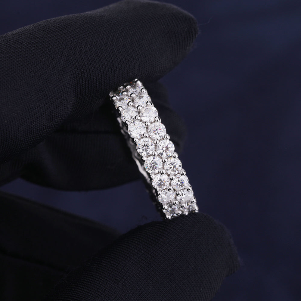 6mm Two Row Moissanite Eternity Ring