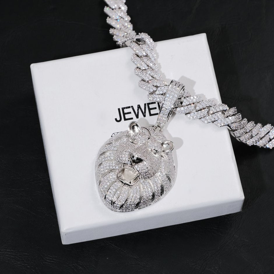 ICED ROARING LION NECKLACE