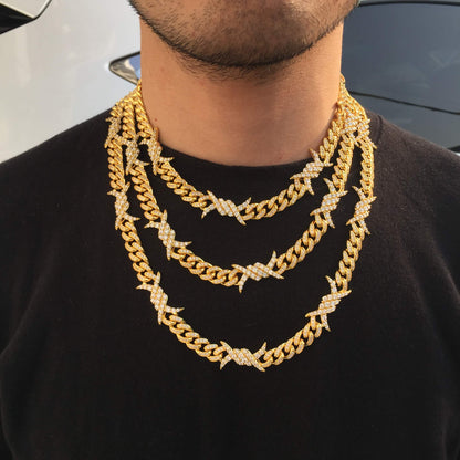 Barb Wire Cuban Link Chain