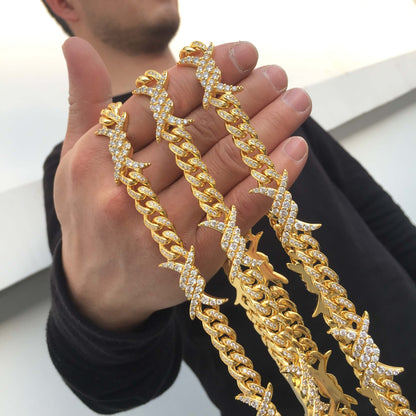 10MM Barb Wire Cuban Link Chain