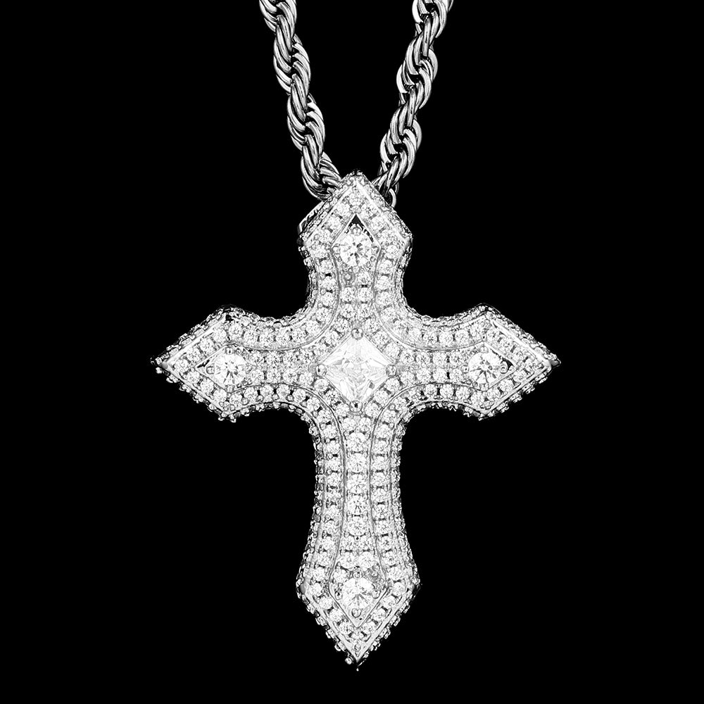 Clustered Iced Cross Pendant