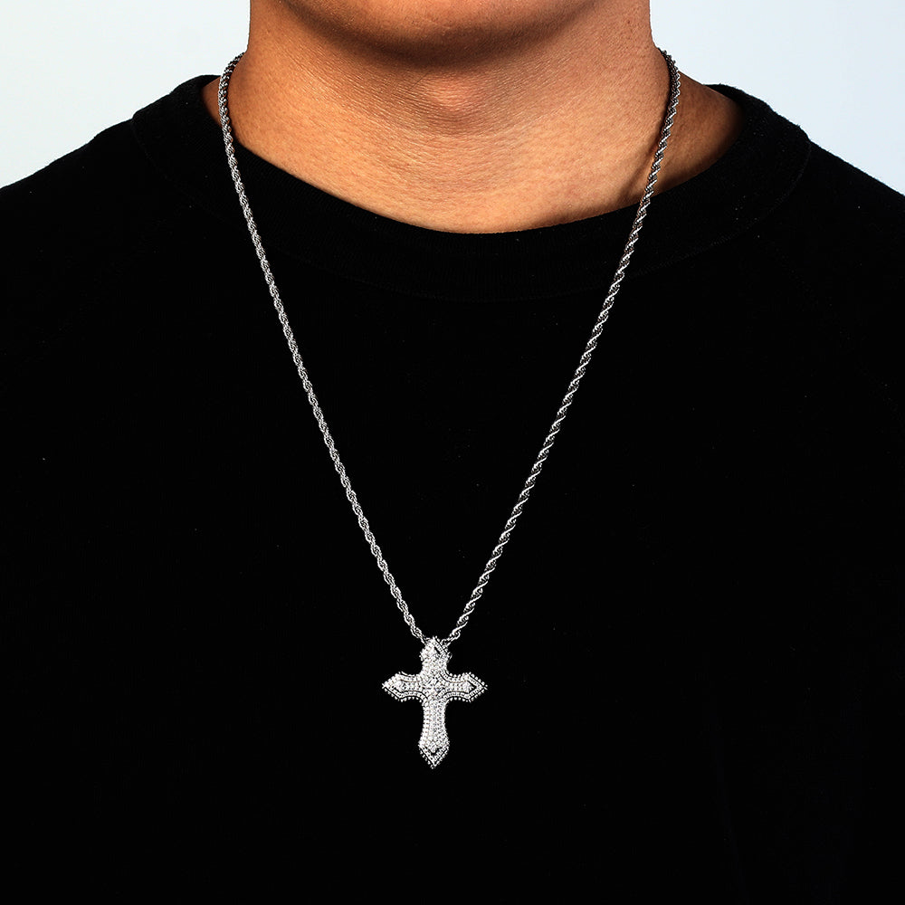 Clustered Iced Cross Pendant