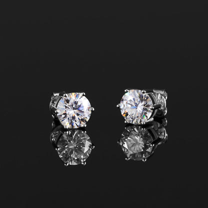 S925 Round Cut Moissanite Earrings