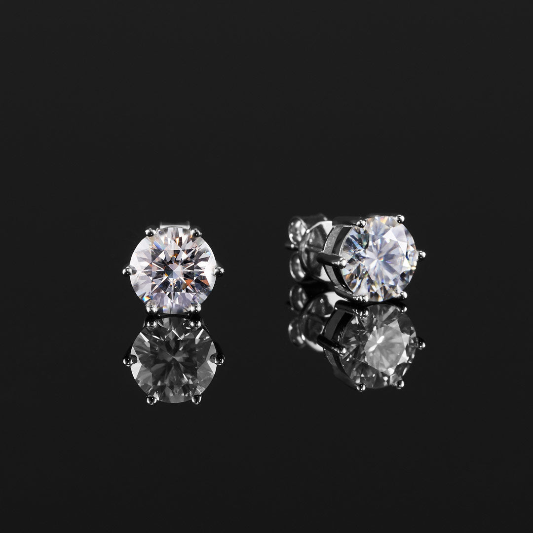 S925 Round Cut Moissanite Earrings