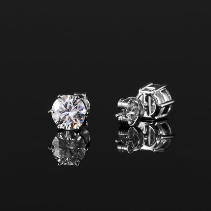 S925 Round Cut Moissanite Earrings