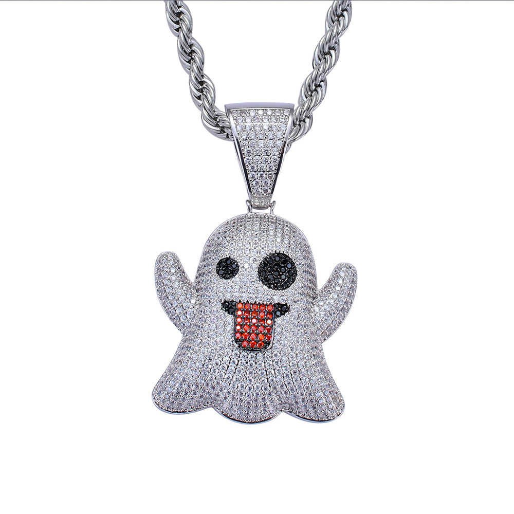 Iced Ghost Emoji Pendant