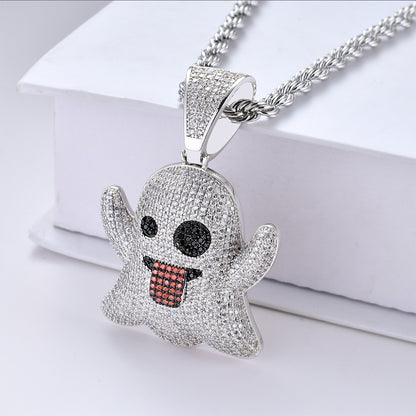 Iced Ghost Emoji Pendant