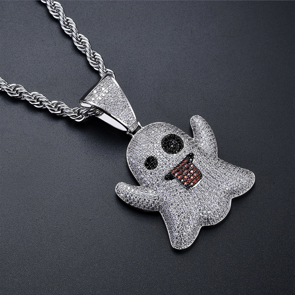 Iced Ghost Emoji Pendant