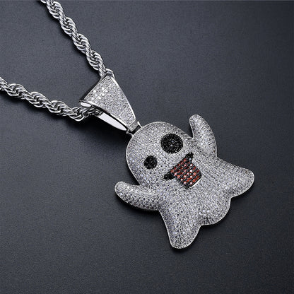 Iced Ghost Emoji Pendant