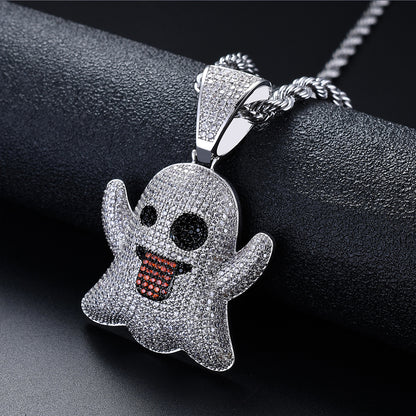 Iced Ghost Emoji Pendant