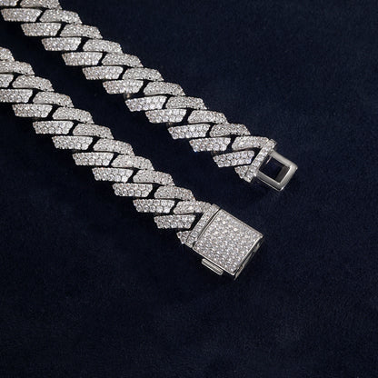 Sterling Silver Moissanite Cuban Chain