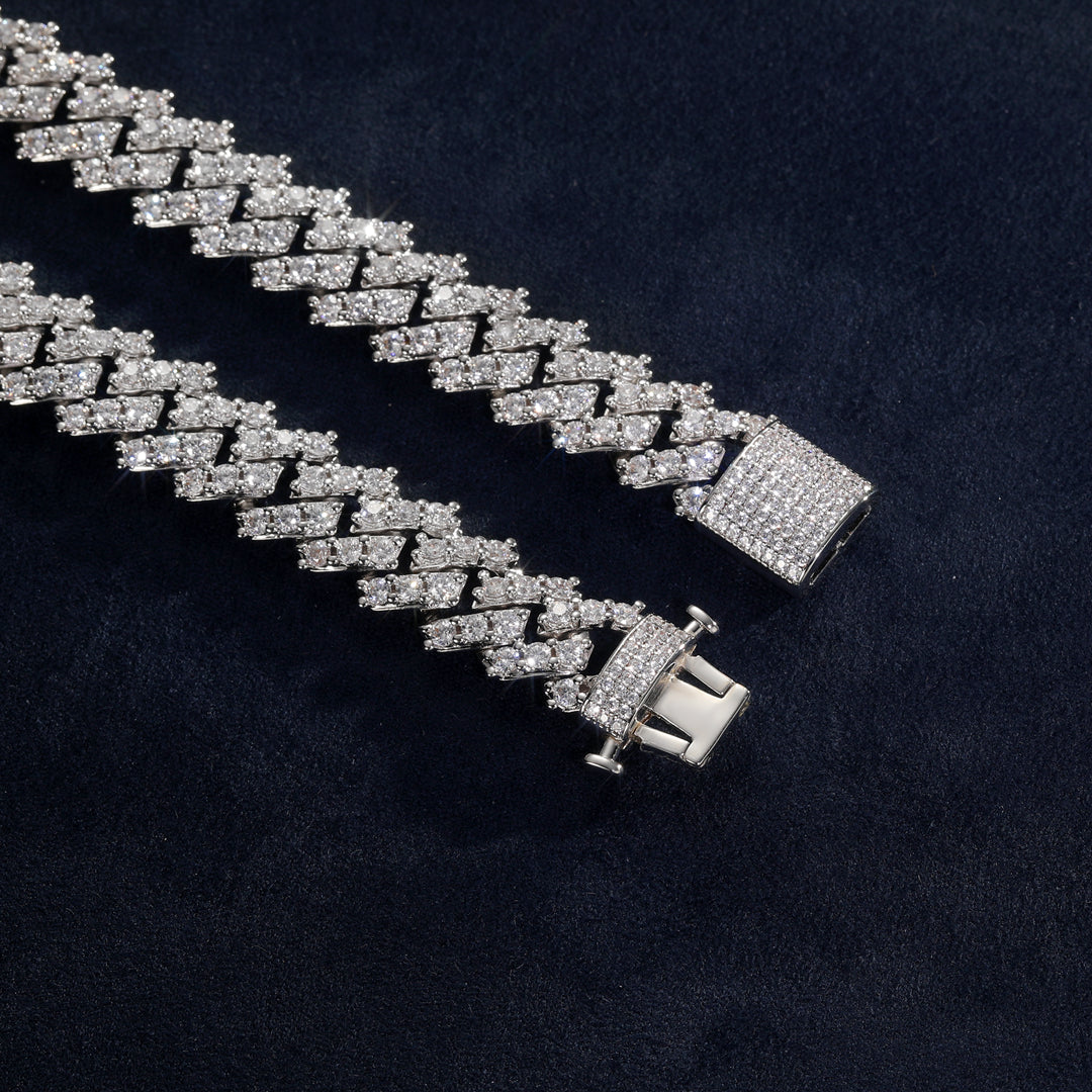 12mm S925 Stering Silver Moissanite Cuban Chain or Bracelet