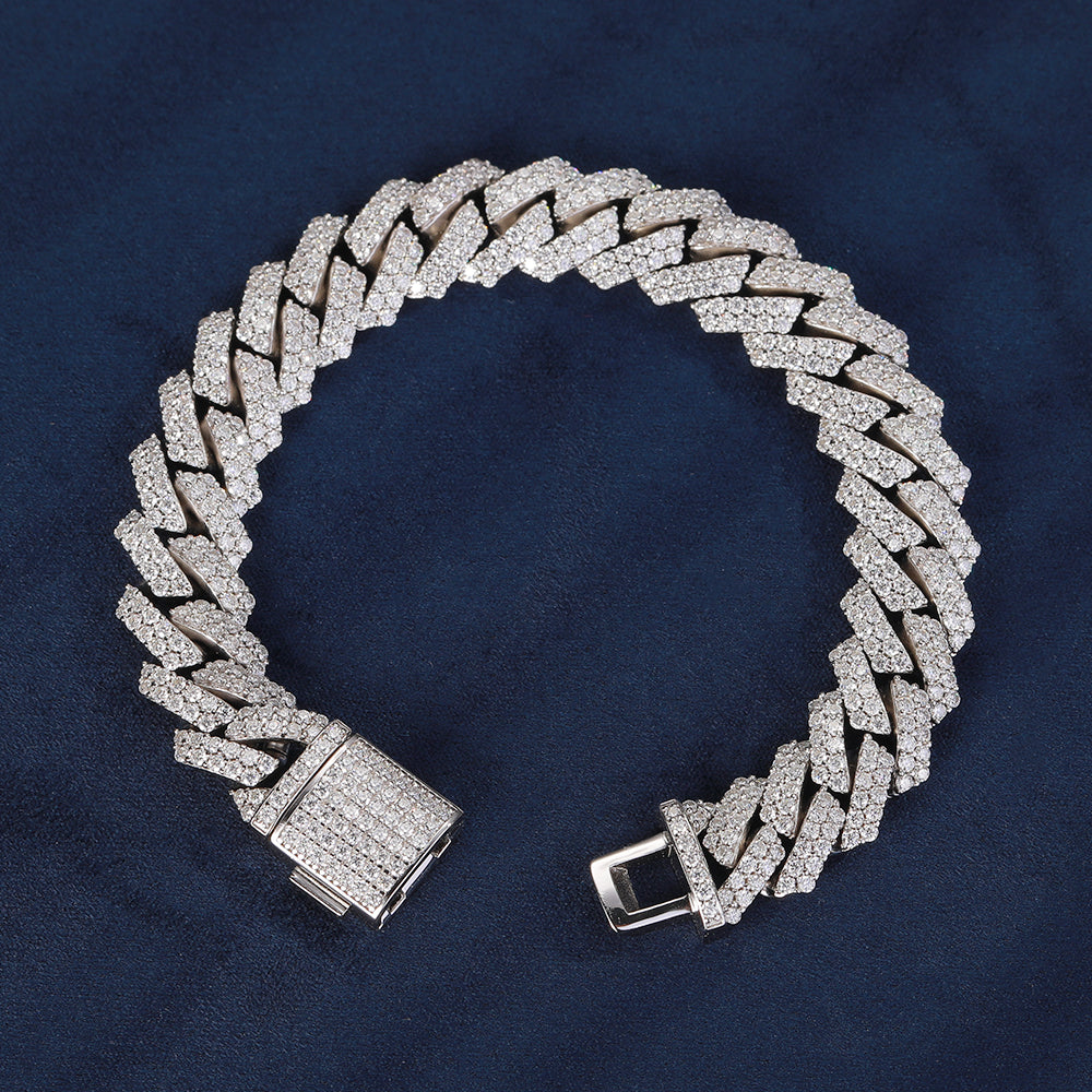 12MM S925 Moissanite Prong Cuban Bracelet