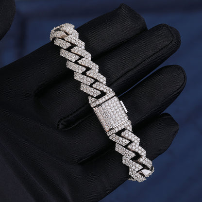 12MM S925 Moissanite Prong Cuban Bracelet