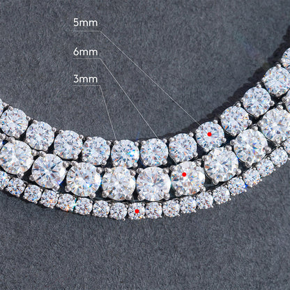 3/5/6mm 925 Sterling Silver Moissanite Tennis Chain